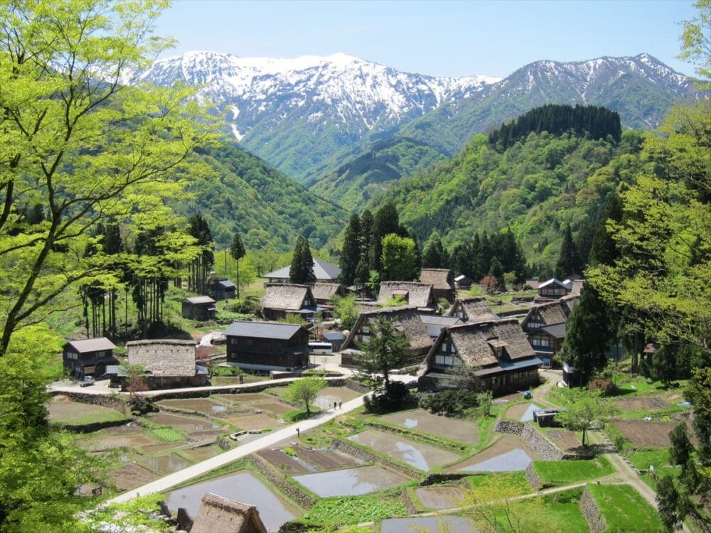 富山県南砺市の世界遺産五箇山合掌造り集落。