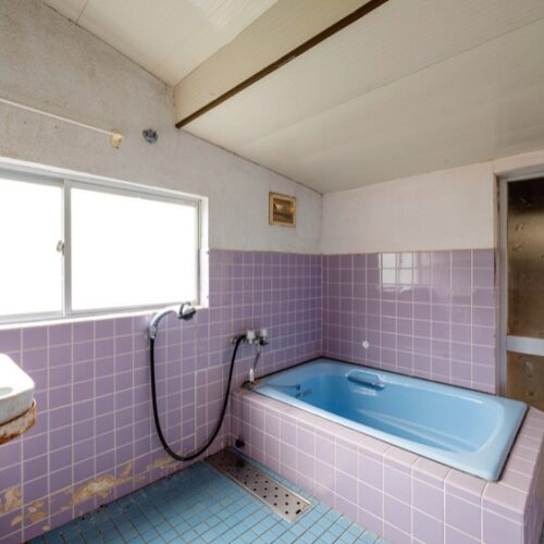 屋根の勾配の影響で少し風呂の天井が低いが、このまま利用できる。