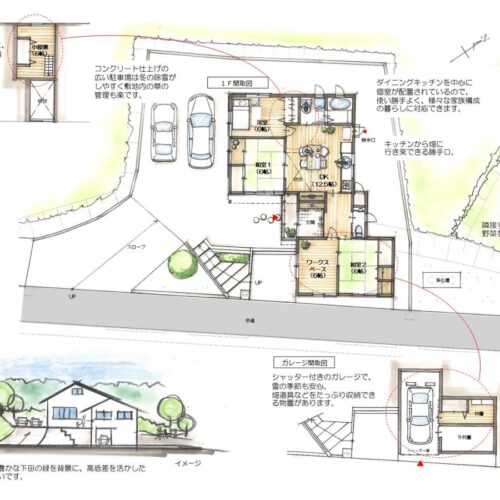 新潟県三条市の移住促進住宅「駒込」の間取り図。