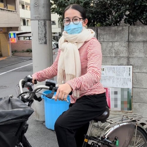 埼玉県住みます芸人えりんぎのおだいらつかささん「訪問看護の研修に出かけた時の様子。訪問看護は自転車で各ご家庭に伺うことが多く、体力の必要な職業です」