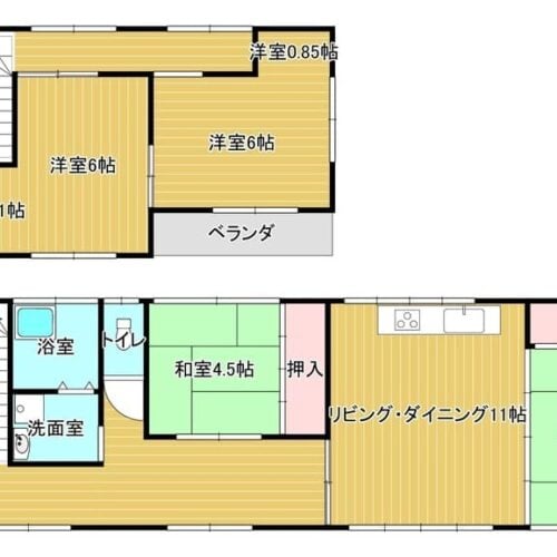 秋田県能代市の物件の間取り図。