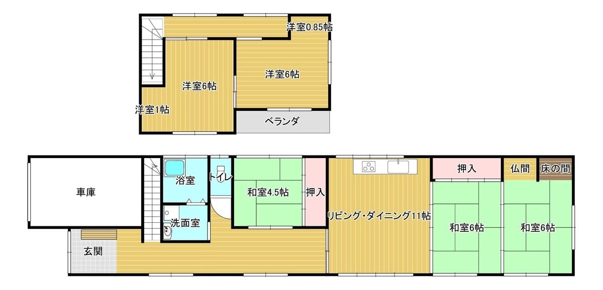 秋田県能代市の物件の間取り図。