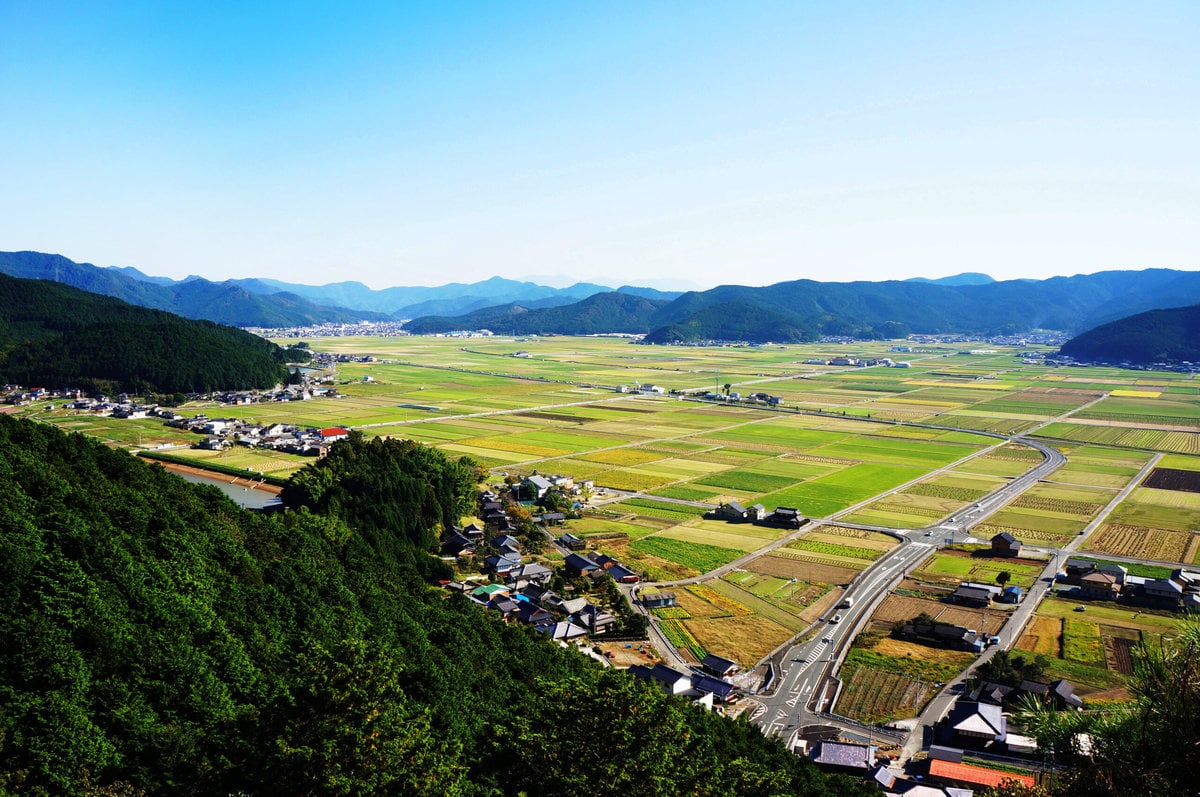 愛媛県西予市にある、宇和盆地です。米どころとして栄えています。