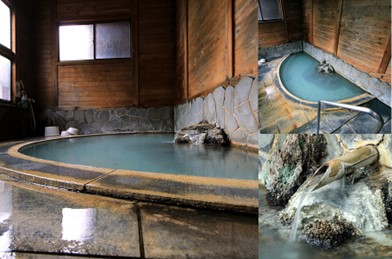 秘湯 滑川温泉 福島屋旅館の石造りの女性専用内風呂。