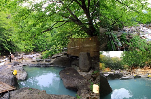 秘湯 滑川温泉 福島屋旅館の自然と一体となることが出来る岩の露天風呂。