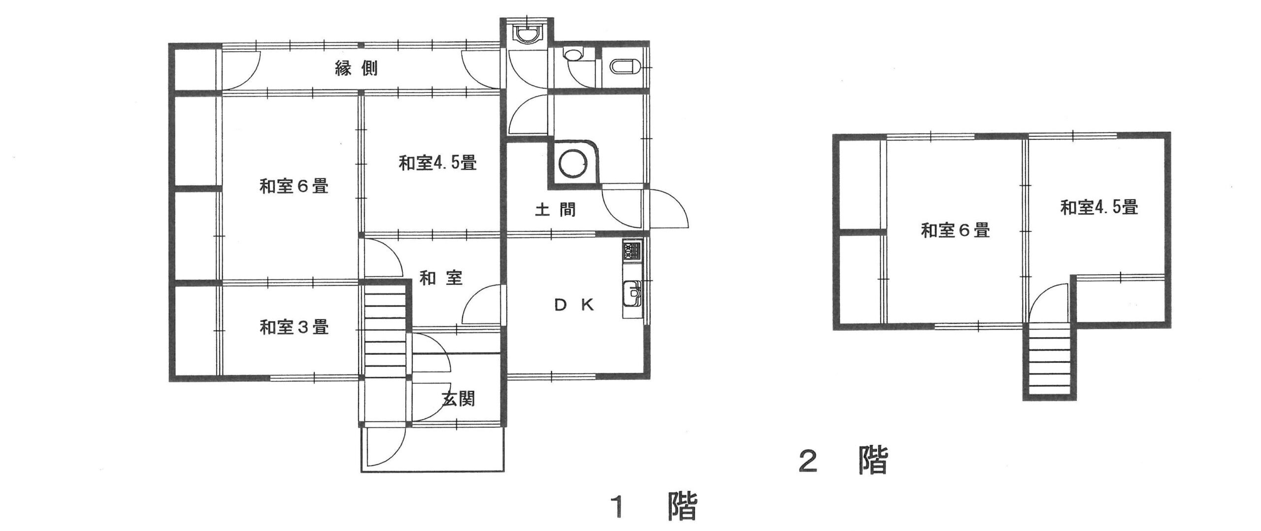岡山県備前市の物件の間取り図です。木造2階建ての４SDKです。
