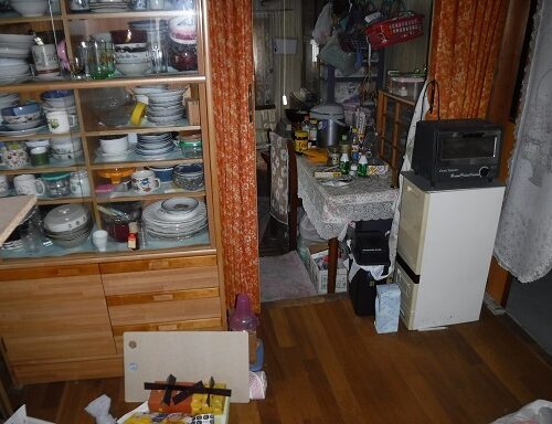 愛媛県西予市の物件のキッチン横のコンパクトな洋室です。棚と作業台を置いてパントリー兼家事室として使うのはどうでしょうか？