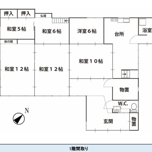 福島県金山町の物件の1階の間取りです。