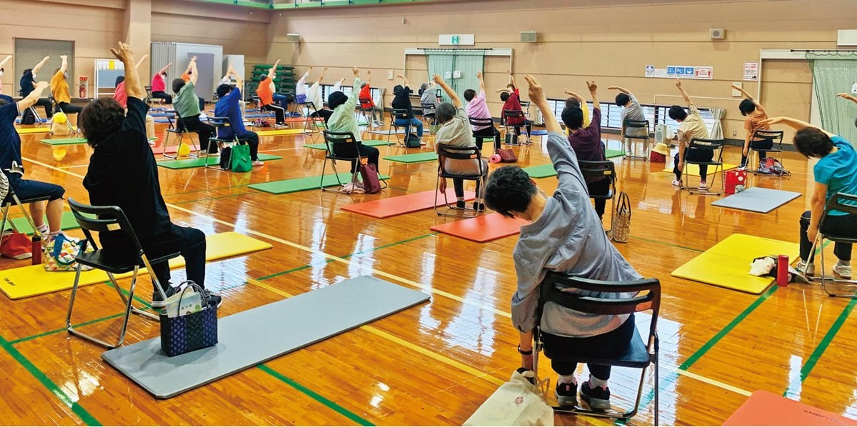 大分県宇佐市で毎月開催している「さわやか運動教室」。健康寿命を延ばす活動が盛んだ