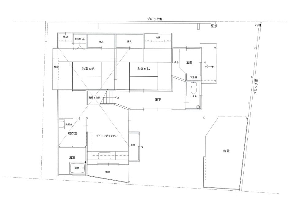 山形県大江町の物件の1階の間取り図です。