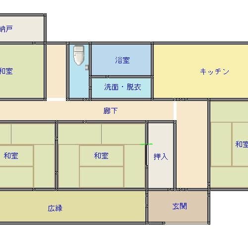 鹿児島県肝付町の物件の間取り図です。4部屋の和室からなる4DKです。