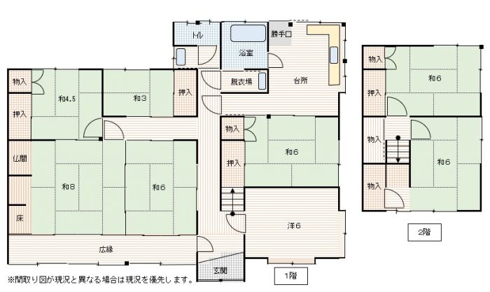 岡山県津山市の物件の間取り図