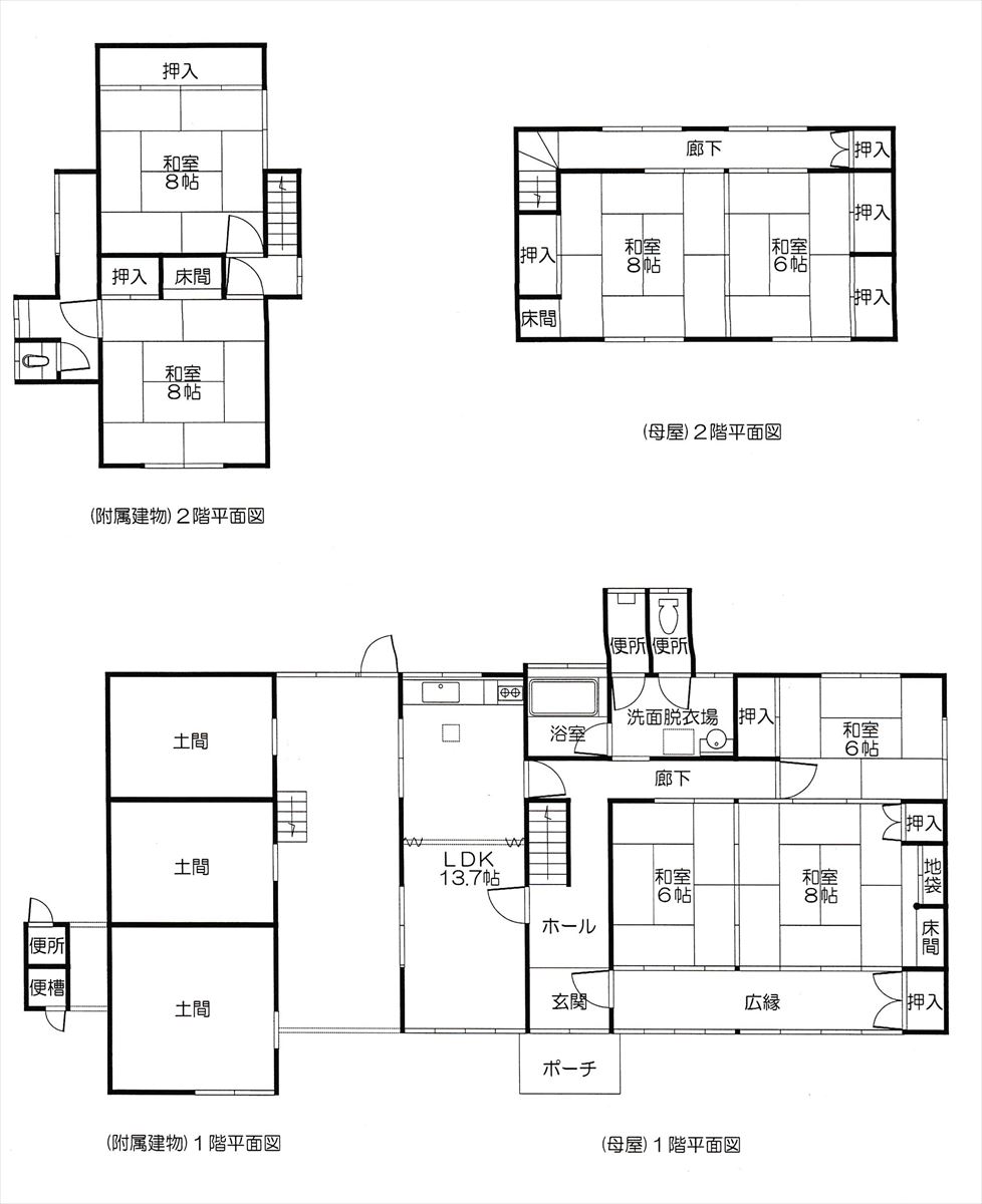 岡山県津山市の物件の間取り図