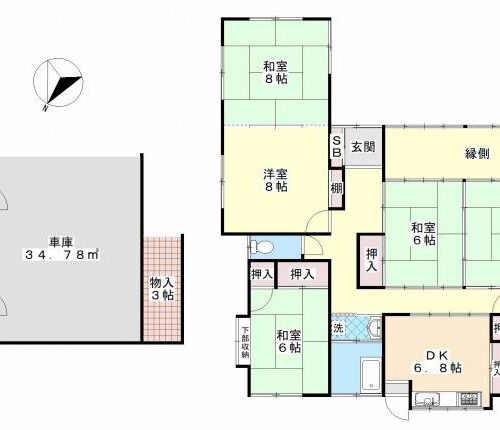 熊本県宇土市の物件の間取り図です。