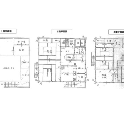 秋田県由利本荘市の物件の間取り図です。大家族やシェアハウスにもおすすめの5LDKです。納戸や物置があり収納にも困りません。