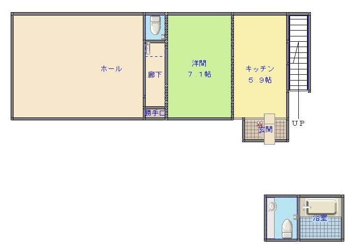 鹿児島県肝付町の物件の1階の間取り図です。