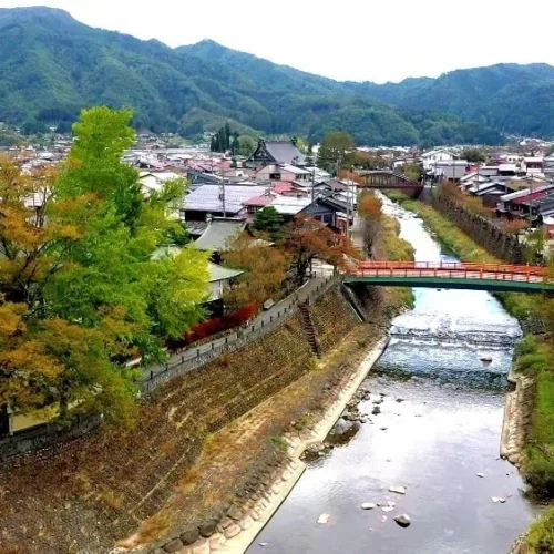 飛騨市の真言寺から見た飛騨古川の街並み