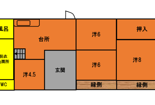 大分県杵築市のゲストハウス経営ができる古民家の間取り図です。