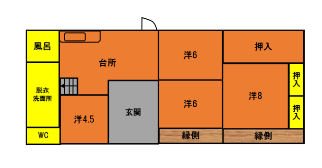 大分県杵築市のゲストハウス経営ができる古民家の間取り図です。