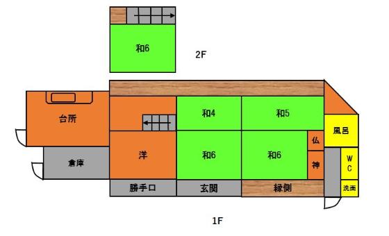 大分県杵築市の自然豊かな大田地区にある賃貸可能な物件間取り