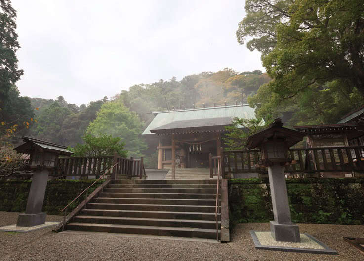 安房神社が家のすぐ近く。「小さな山があって麓には海が広がっている。自然の循環が感じられる土
地です」（真希さん）／千葉県館山市