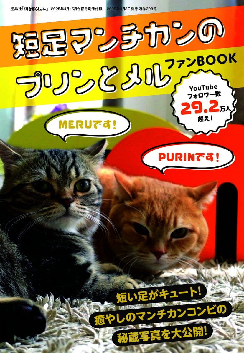 田舎暮らしの本 4月・5月合併号別冊付録_「短足マンチカンのプリンとメル」ファンBOOK