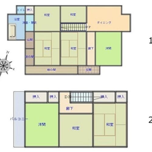 長崎県南島原市の物件の間取り図。部屋数が多いのもポイント。