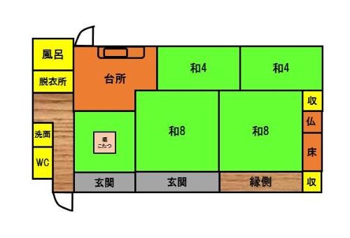 大分県杵築市の物件の間取り図。