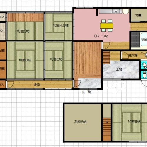 兵庫県佐用町の物件の間取り図。