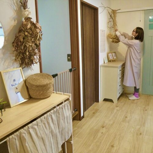 キッチンはLDKに移動し、台所があった場所は広い廊下とトイレにafter
