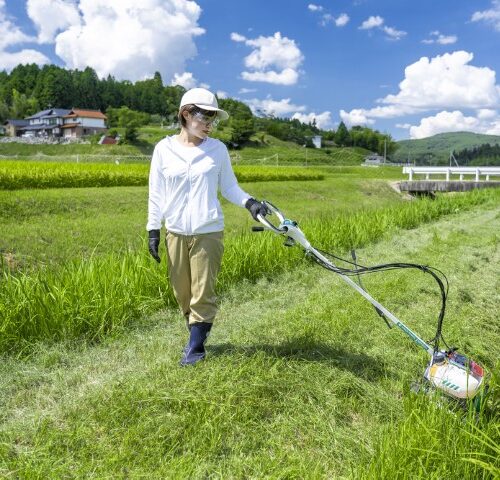 斜面・畔草刈機は刈払機では体勢がきつく、乗用式やハンマーナイフモアでは転倒の恐れもある斜面の草刈りを安全に、ラクにできる。