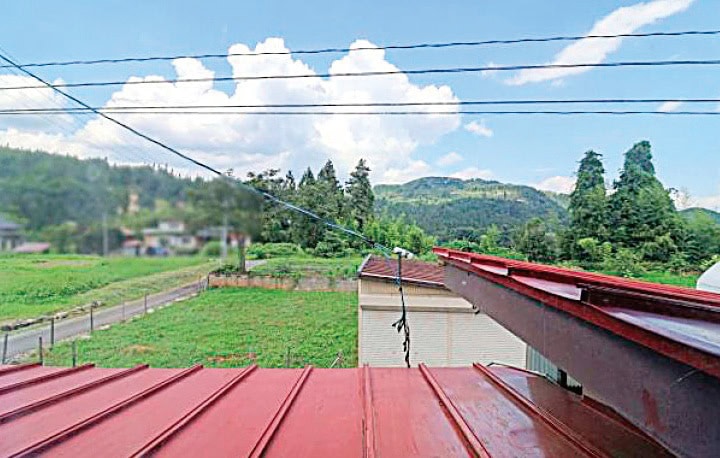 山形県大江町の物件2階から見える風景。この物件のオススメポイントです