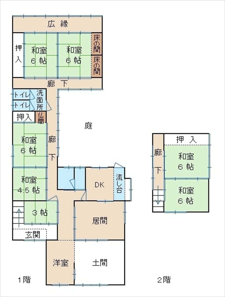 山口県山陽小野田市の物件の間取り図。部屋数も十分。