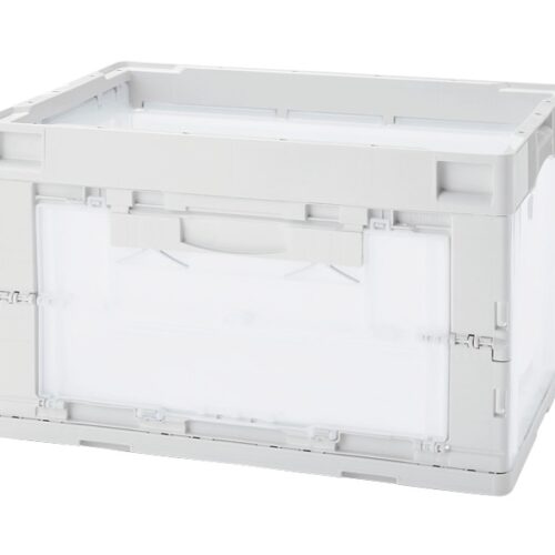 再生ポリプロピレン入り 折りたたみコンテナ 窓付 50Ｌ／ホワイトグレー／半透明／無印良品（良品計画）