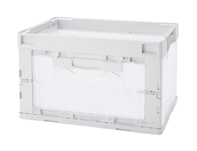 再生ポリプロピレン入り 折りたたみコンテナ 窓付 50Ｌ／ホワイトグレー／半透明／無印良品（良品計画）