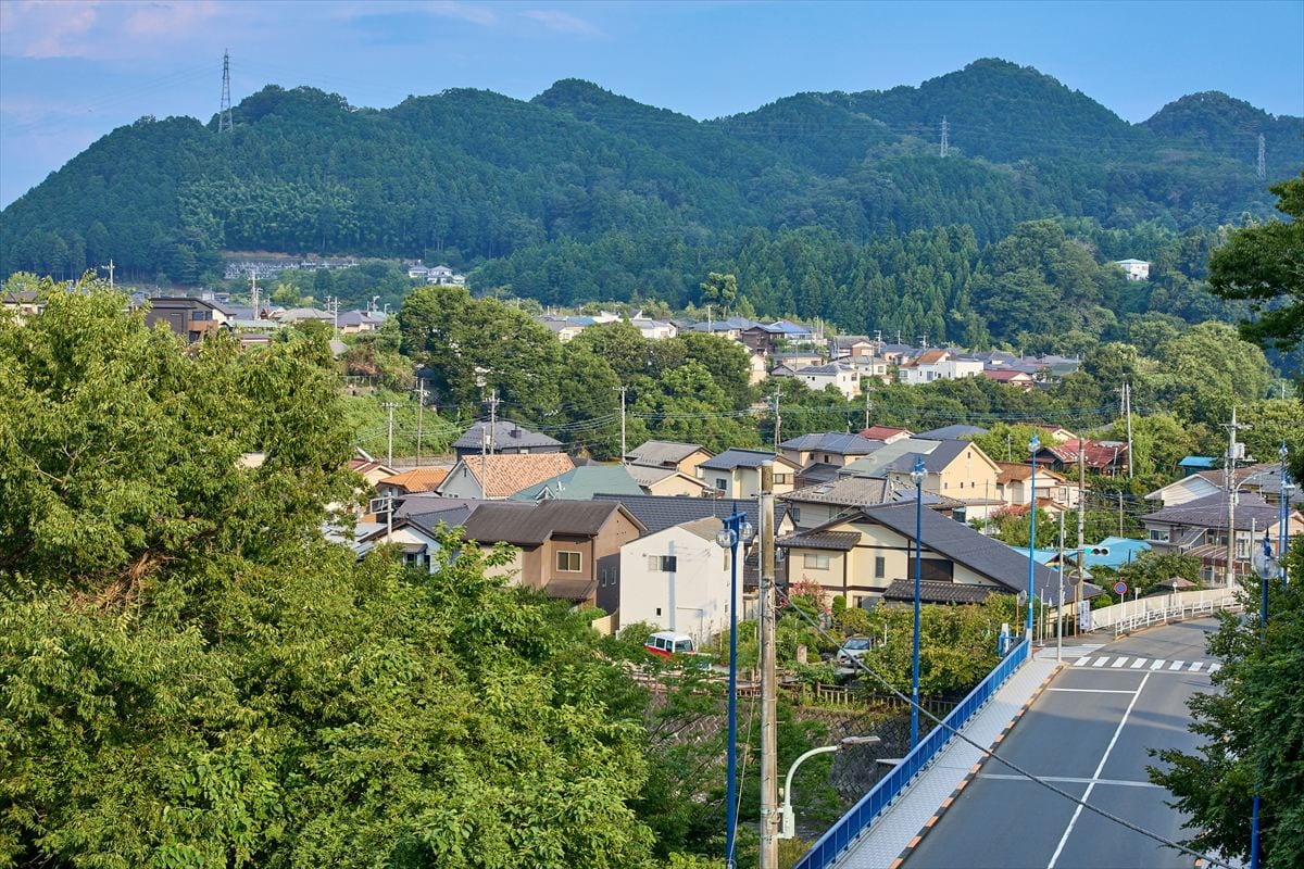 東京都あきる野市の秋川街道から見た風景