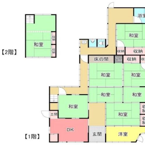 山口県柳井市の物件の間取り図。