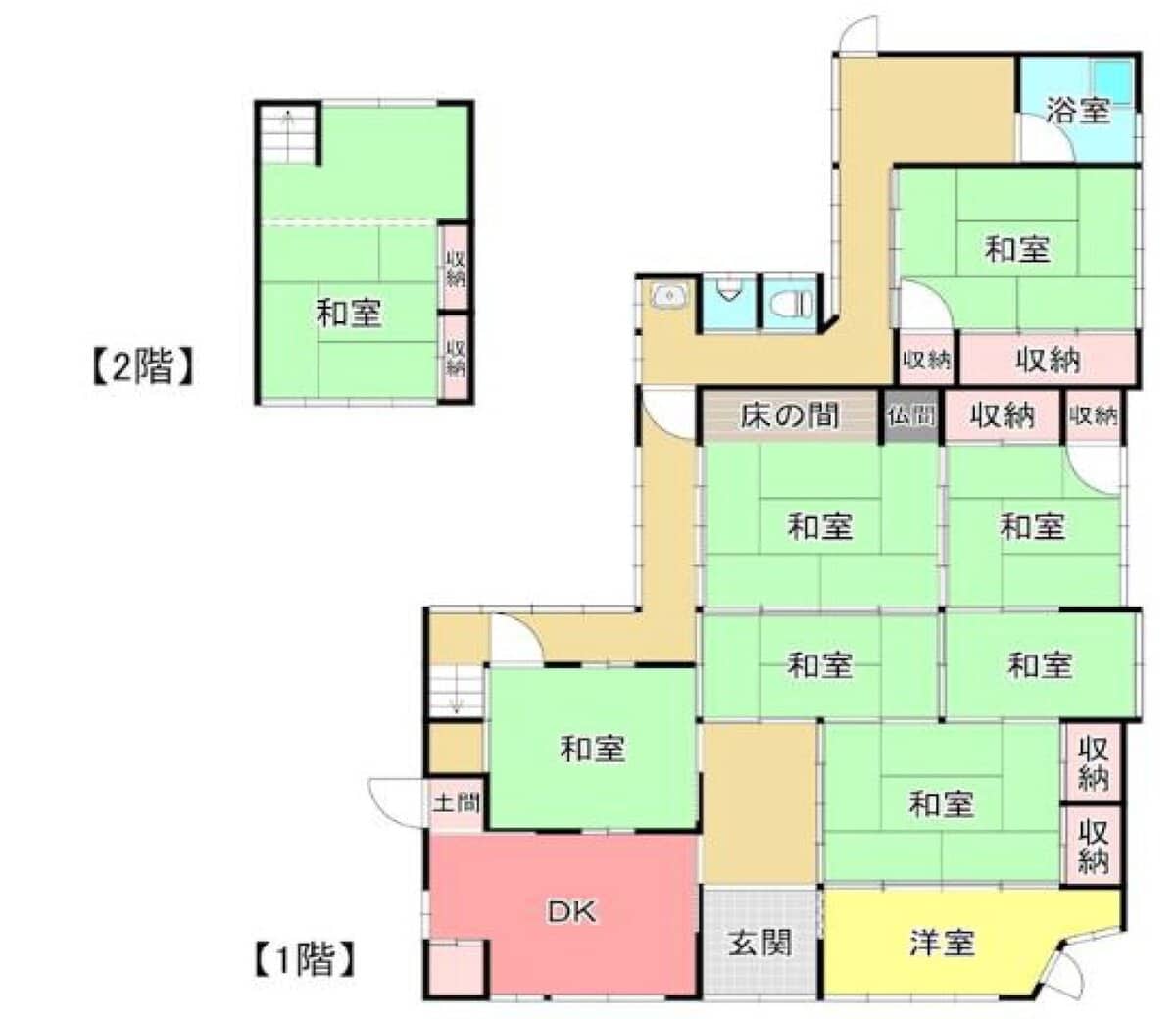 山口県柳井市の物件の間取り図。