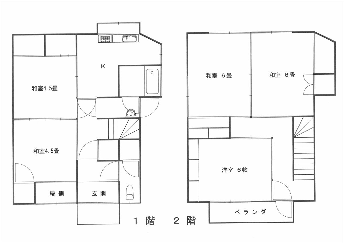 岡山県備前市の物件の間取り。5Kのほどよい広さ。