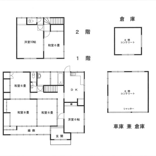 岡山県備前市の古民家物件の間取り図。