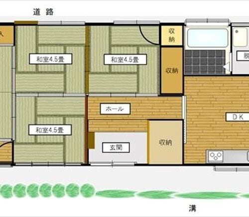 愛媛県宇和島市の古民家物件の間取り図。