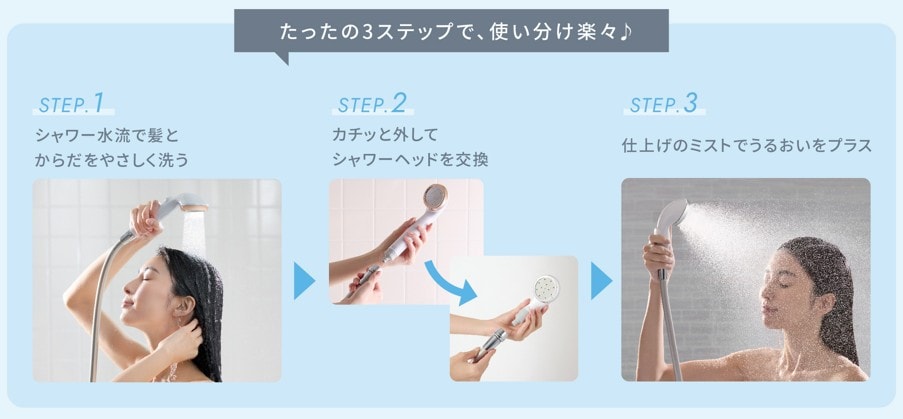 3stepで自宅のシャワーと『使い分け』ができるカイテキジョイント