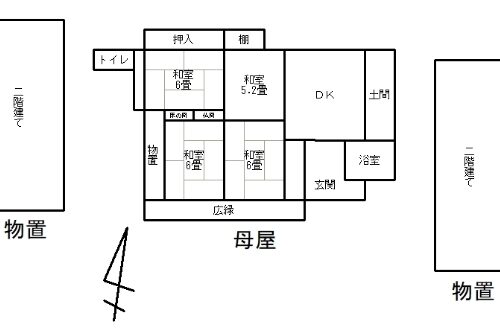 島根県雲南市の物件の間取り図。