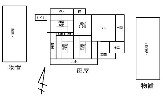 島根県雲南市の物件の間取り図。