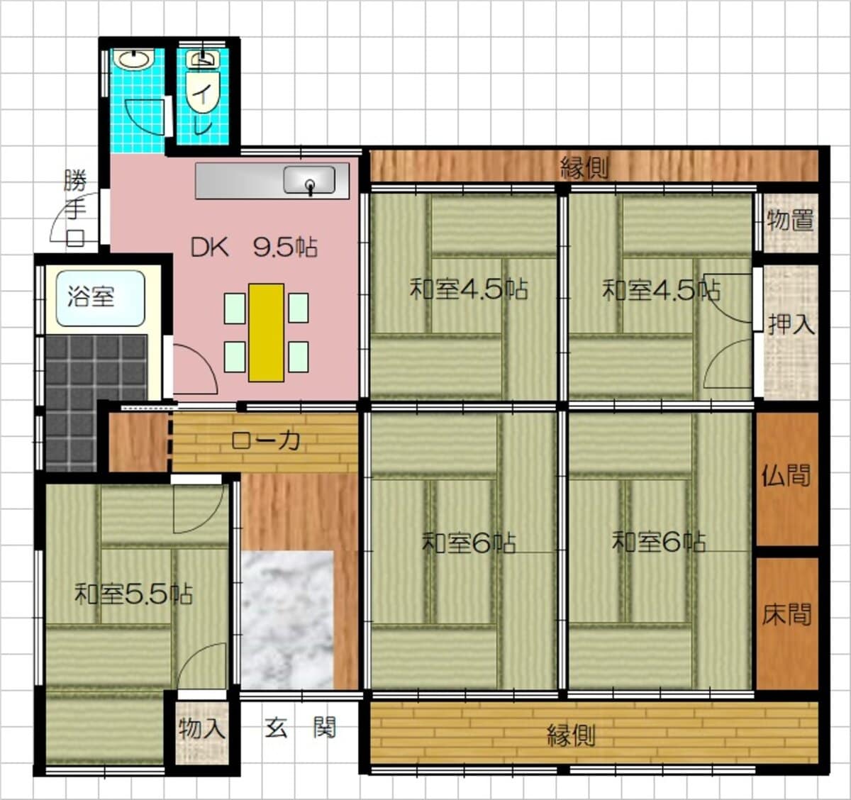 兵庫県佐用町にある物件の間取り図。