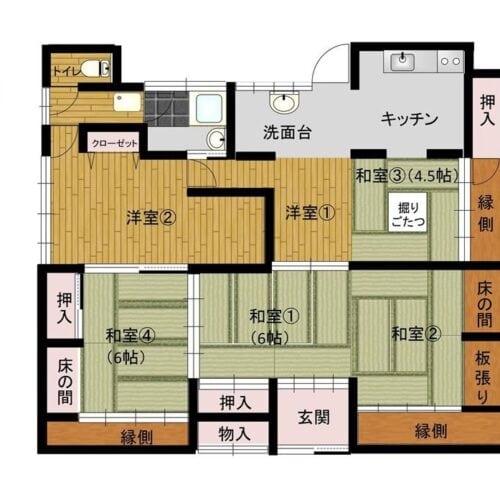 長崎県雲仙市にある賃貸物件の間取り図。