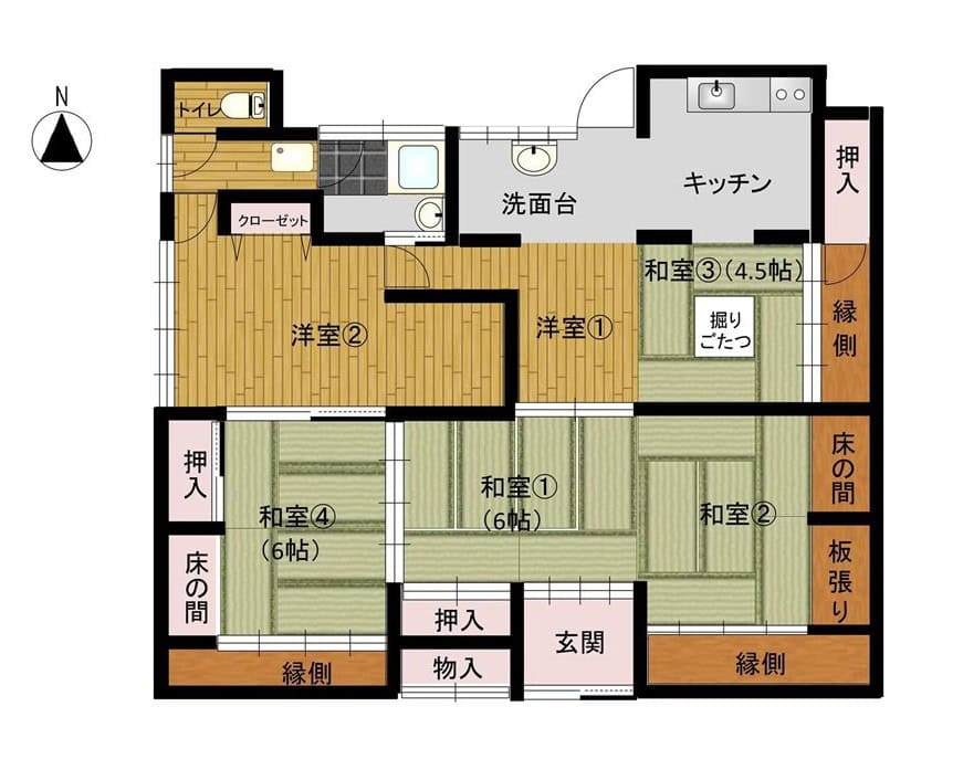 長崎県雲仙市にある賃貸物件の間取り図。