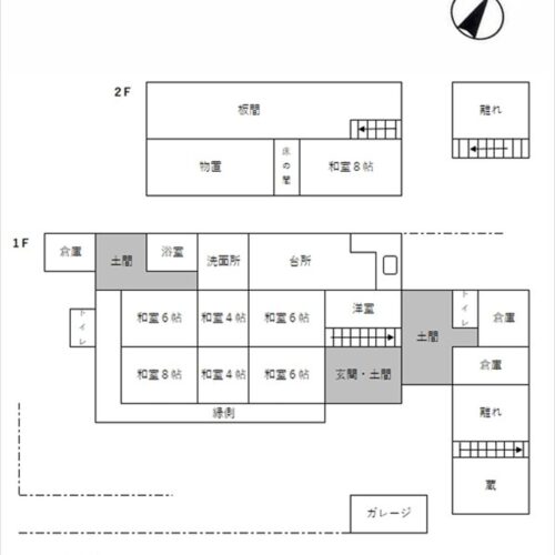 岡山県矢掛町の物件の間取り図。