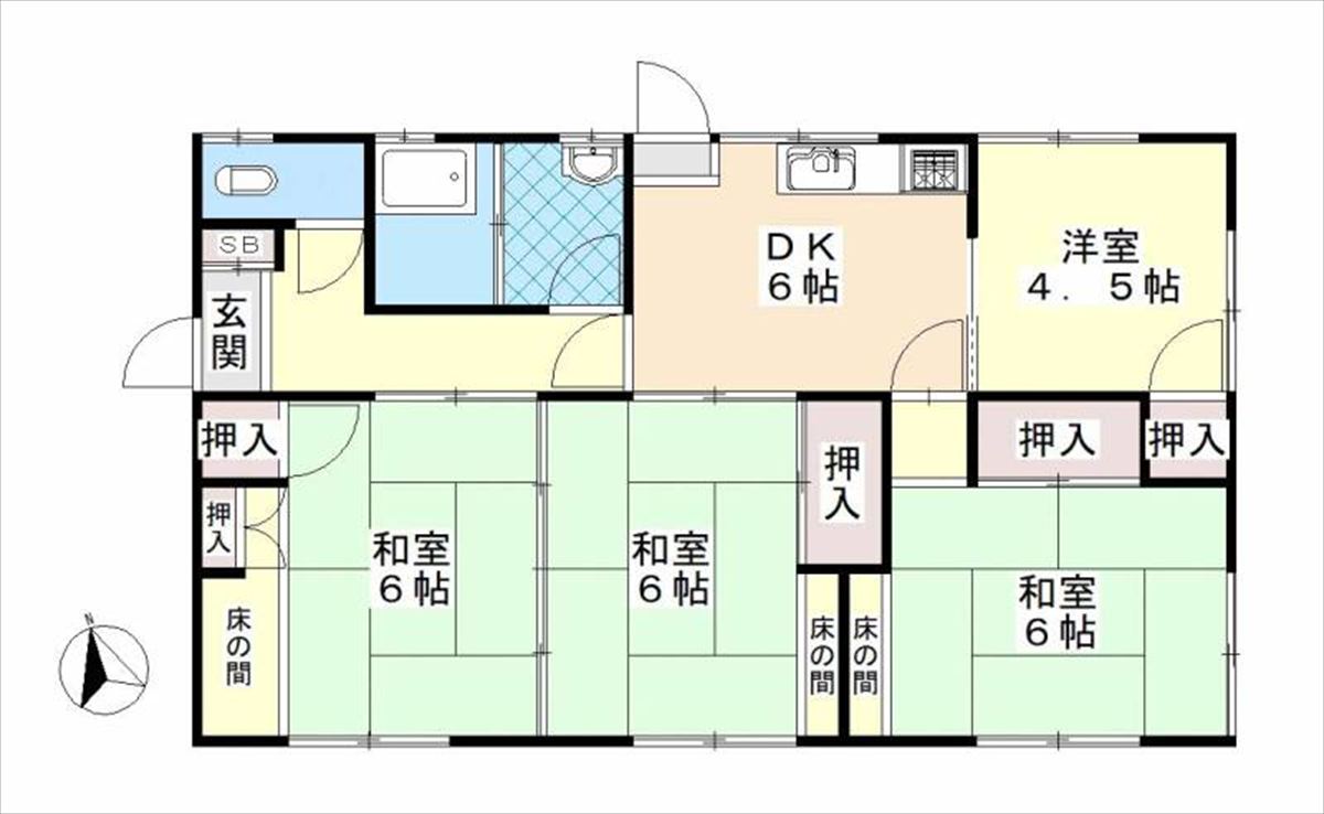 熊本県宇土市の物件の間取り図。