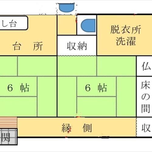 鹿児島県さつま町の物件の間取り図。